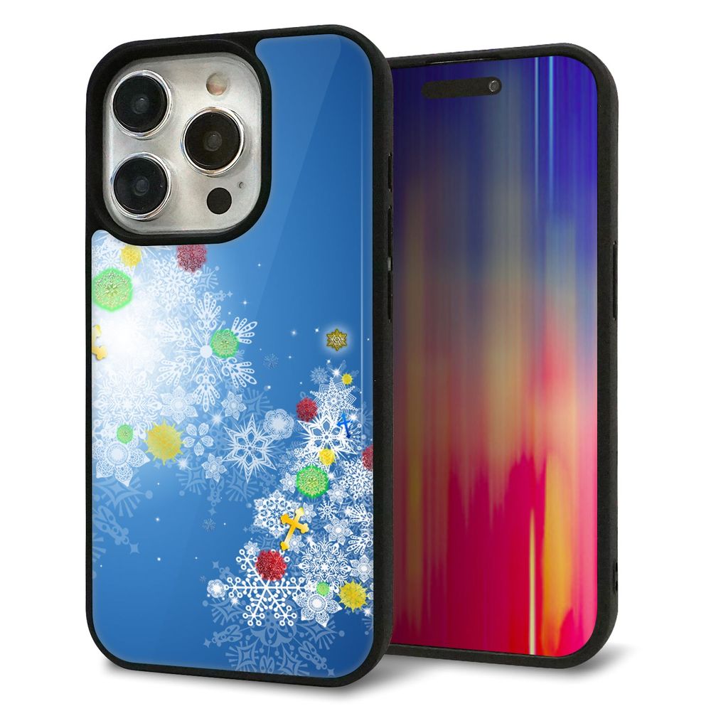 iPhone 15 Pro 強化ガラス&TPUスマホケース ガラプリ【YJ347 クリスマスツリー】