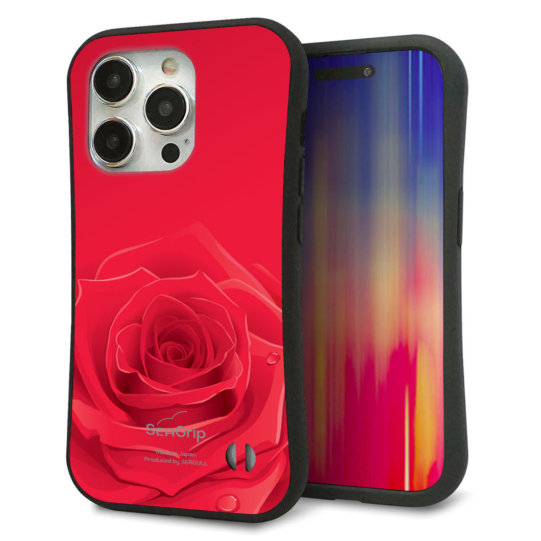 iPhone15 Pro スマホケース 「SEA Grip」 グリップケース Sライン 【395 赤いバラ】 UV印刷