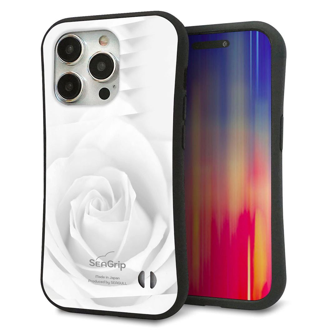 iPhone15 Pro スマホケース 「SEA Grip」 グリップケース Sライン 【402 ホワイトRose】 UV印刷