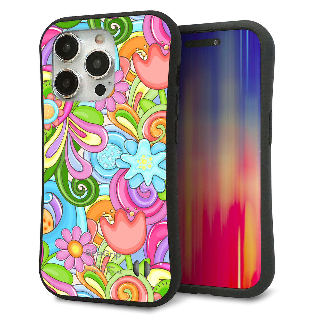 iPhone15 Pro スマホケース 「SEA Grip」 グリップケース Sライン 【713 ミラクルフラワー】 UV印刷