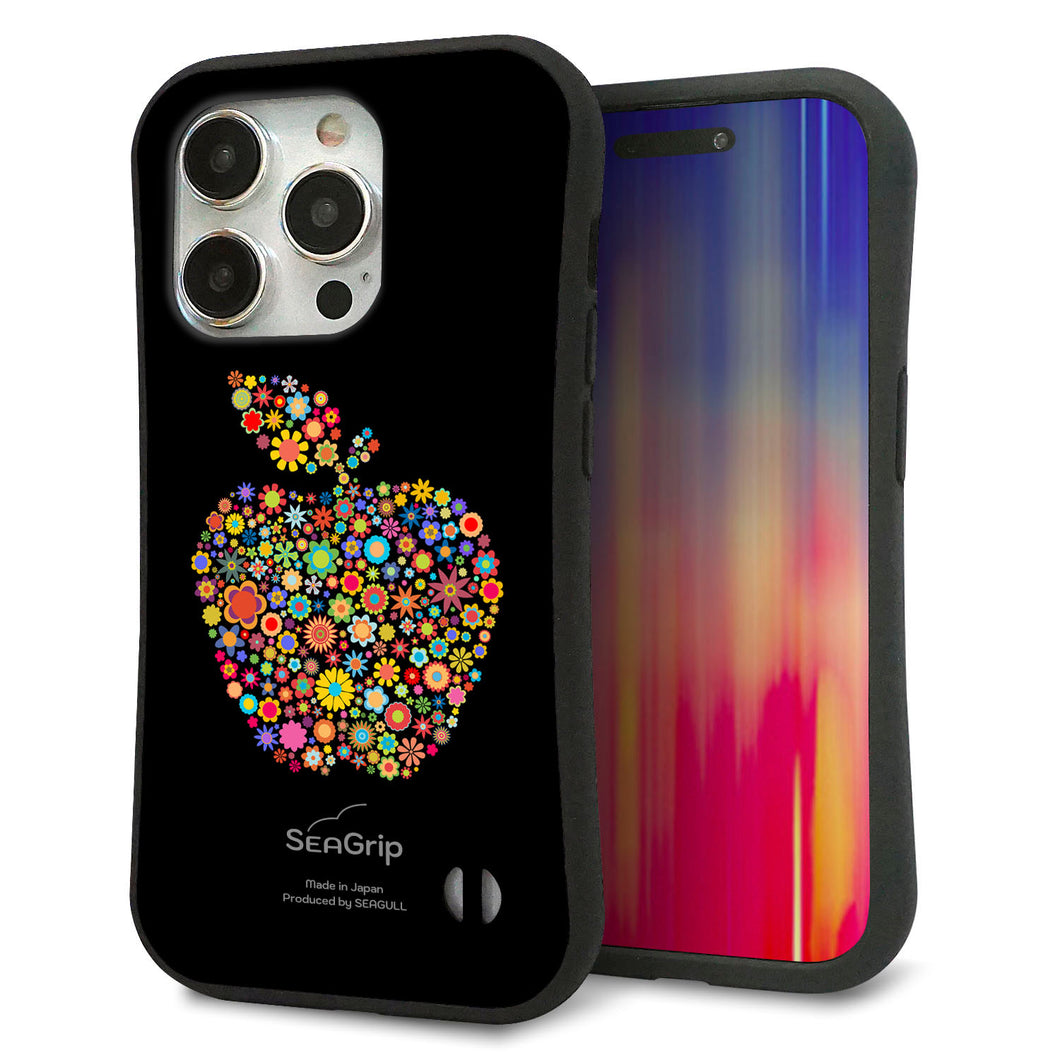 iPhone15 Pro スマホケース 「SEA Grip」 グリップケース Sライン 【1195 カラフルアップル】 UV印刷