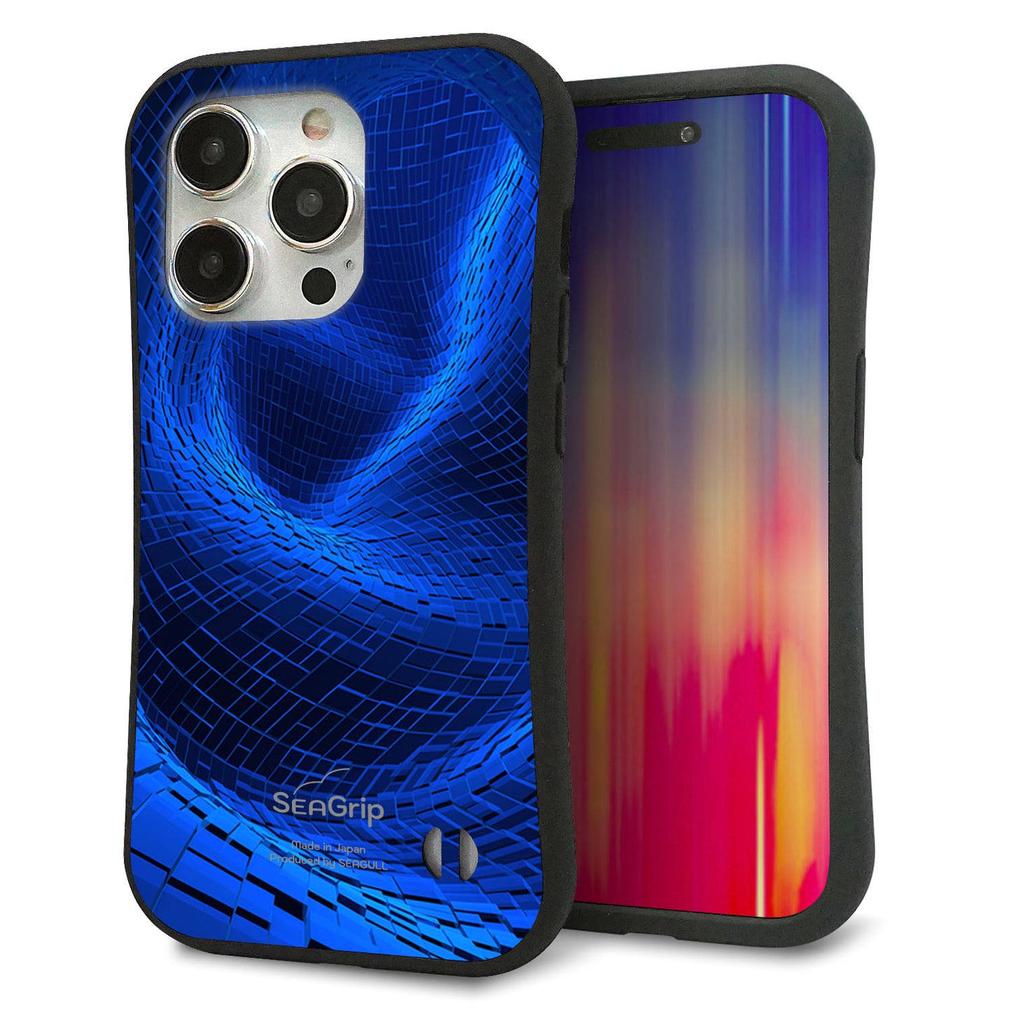 iPhone15 Pro スマホケース 「SEA Grip」 グリップケース Sライン 【1302 ワープブルー】 UV印刷