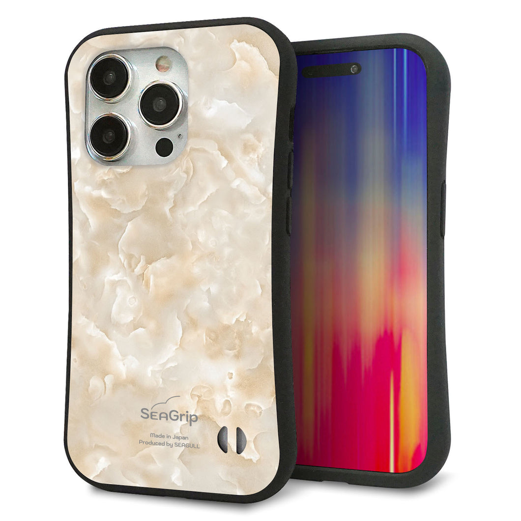 iPhone15 Pro スマホケース 「SEA Grip」 グリップケース Sライン 【KM872 大理石パール】 UV印刷