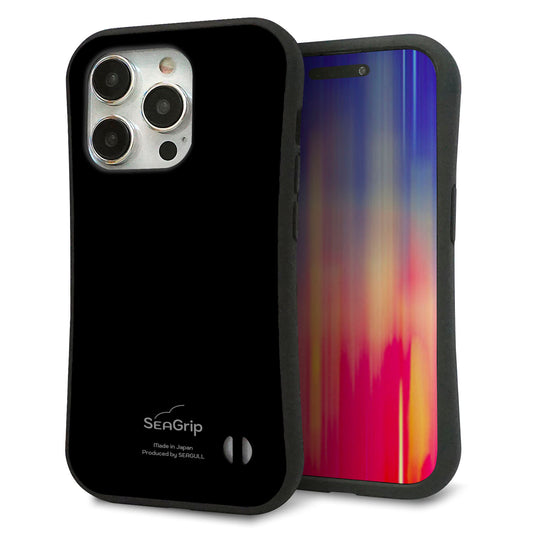 iPhone15 Pro スマホケース 「SEA Grip」 グリップケース Sライン 【KM911 ポップカラー(ブラック)】 UV印刷