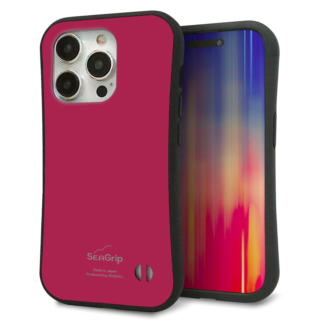 iPhone15 Pro スマホケース 「SEA Grip」 グリップケース Sライン 【KM921 レトロカラー(ダークピンク)】 UV印刷