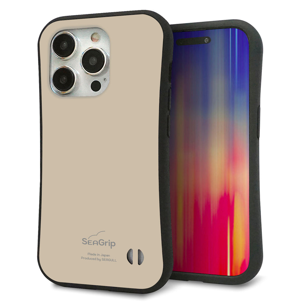 iPhone15 Pro スマホケース 「SEA Grip」 グリップケース Sライン 【KM928 くすみカラー ベージュ】 UV印刷