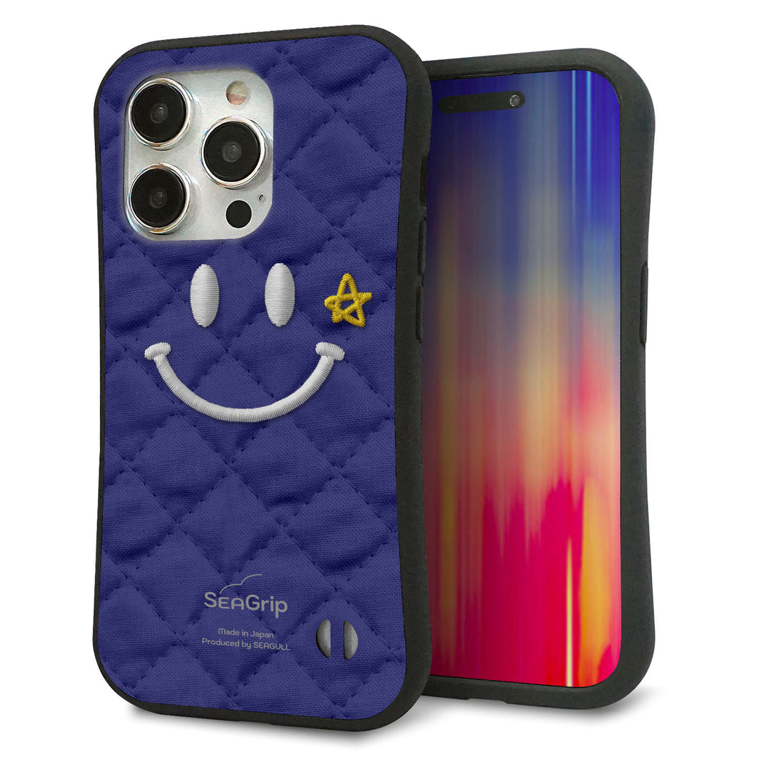 iPhone15 Pro スマホケース 「SEA Grip」 グリップケース Sライン 【KM935 スマイル スター ブルー 】 UV印刷