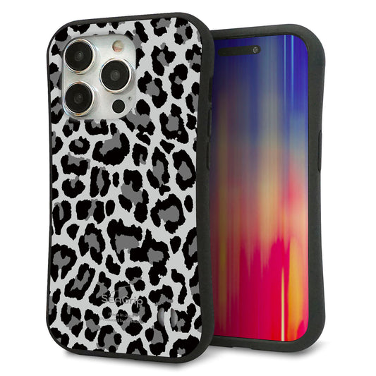 iPhone15 Pro スマホケース 「SEA Grip」 グリップケース Sライン 【MA817 レオパード × グレー 】 UV印刷