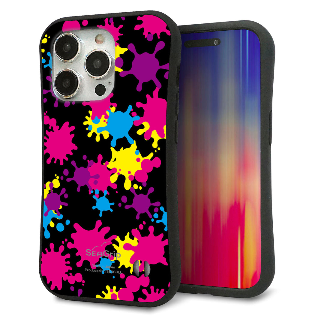 iPhone15 Pro スマホケース 「SEA Grip」 グリップケース Sライン 【MA877 ペイントブラック】 UV印刷
