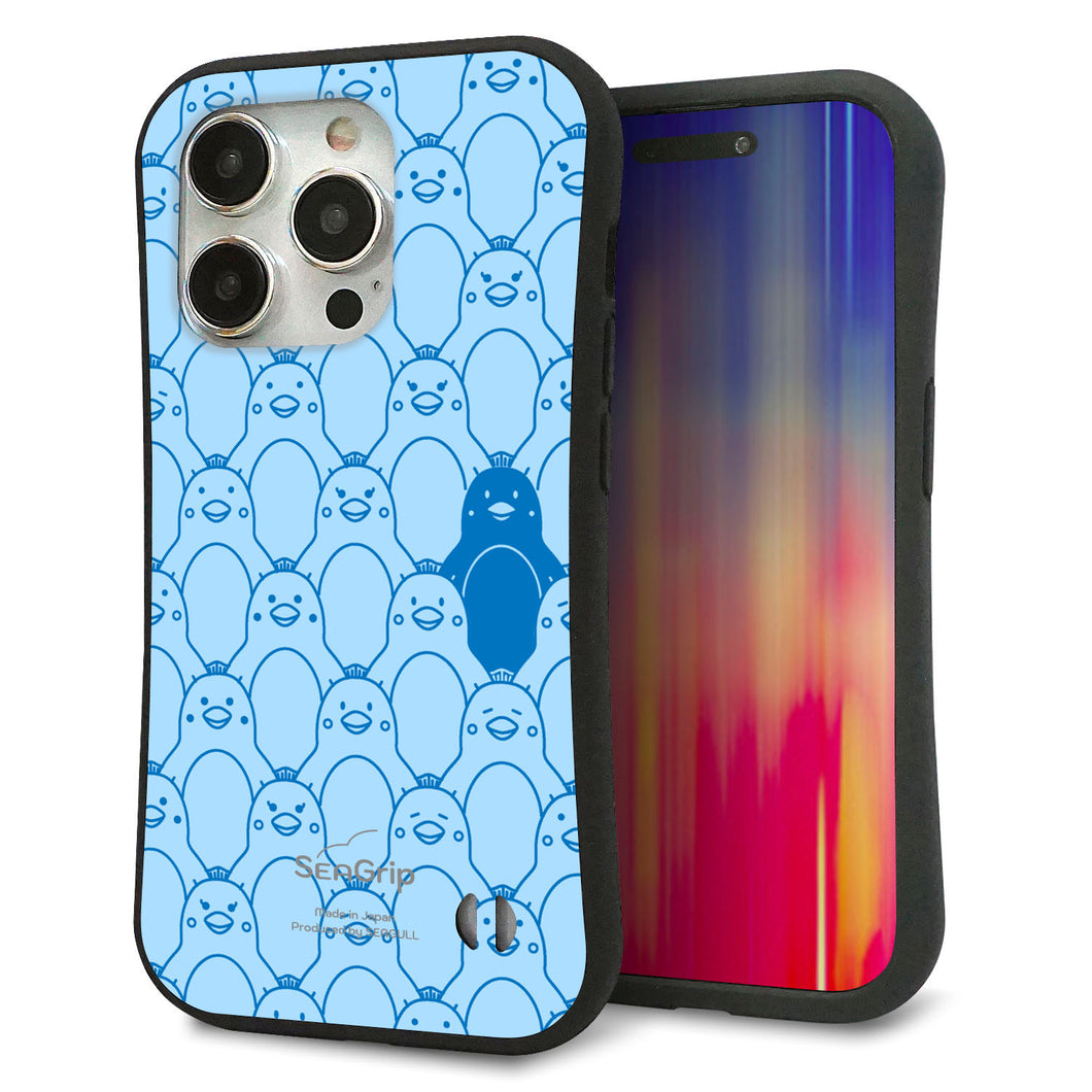 iPhone15 Pro スマホケース 「SEA Grip」 グリップケース Sライン 【MA917 パターン ペンギン】 UV印刷