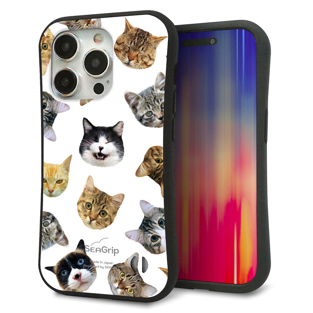 iPhone15 Pro スマホケース 「SEA Grip」 グリップケース Sライン 【SC937 ねこどっと(ホワイト)】 UV印刷
