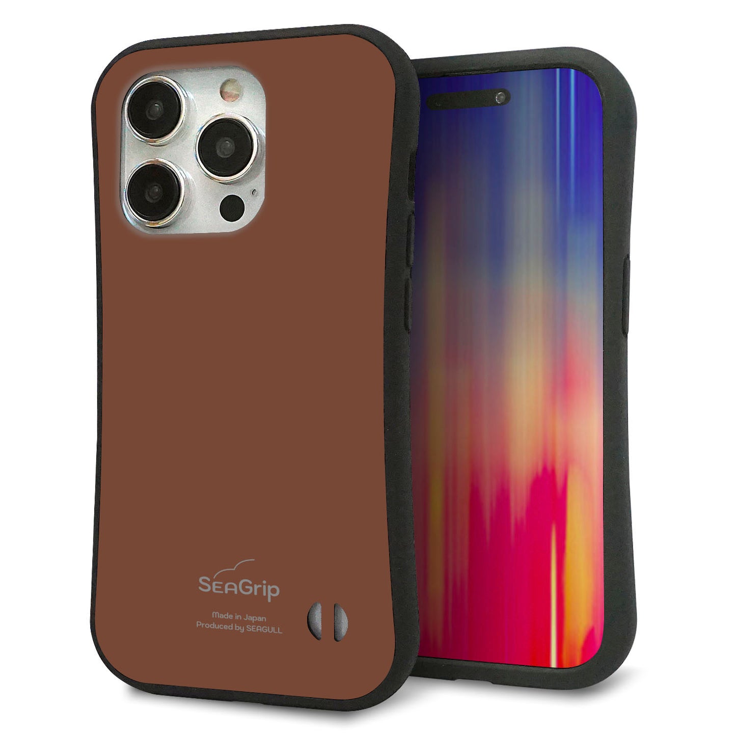 iPhone15 Pro スマホケース 「SEA Grip」 グリップケース Sライン 【TA022 レトロブラウン】 UV印刷