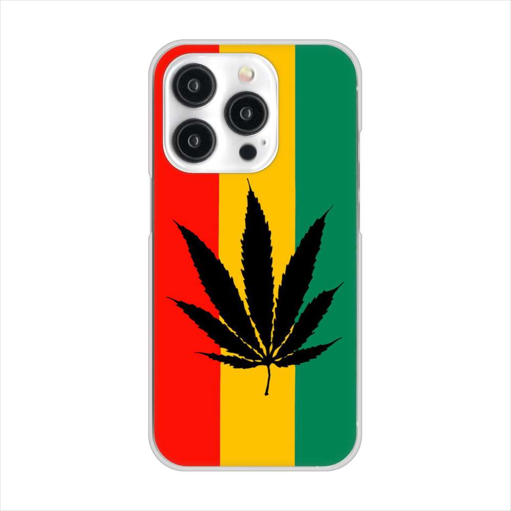 iPhone15 Pro 高画質仕上げ 背面印刷 ハードケース 【083 大麻ラスタカラー】