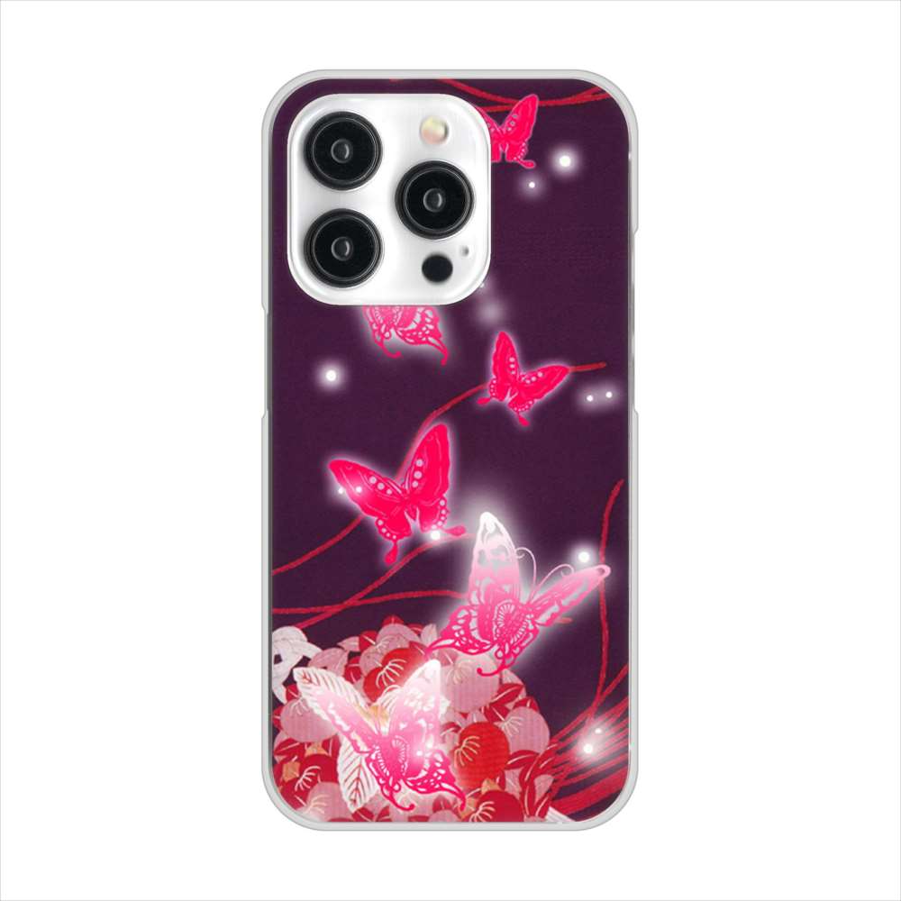 iPhone15 Pro 高画質仕上げ 背面印刷 ハードケースバタフライ