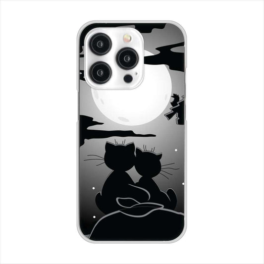iPhone15 Pro 高画質仕上げ 背面印刷 ハードケース夜とネコ