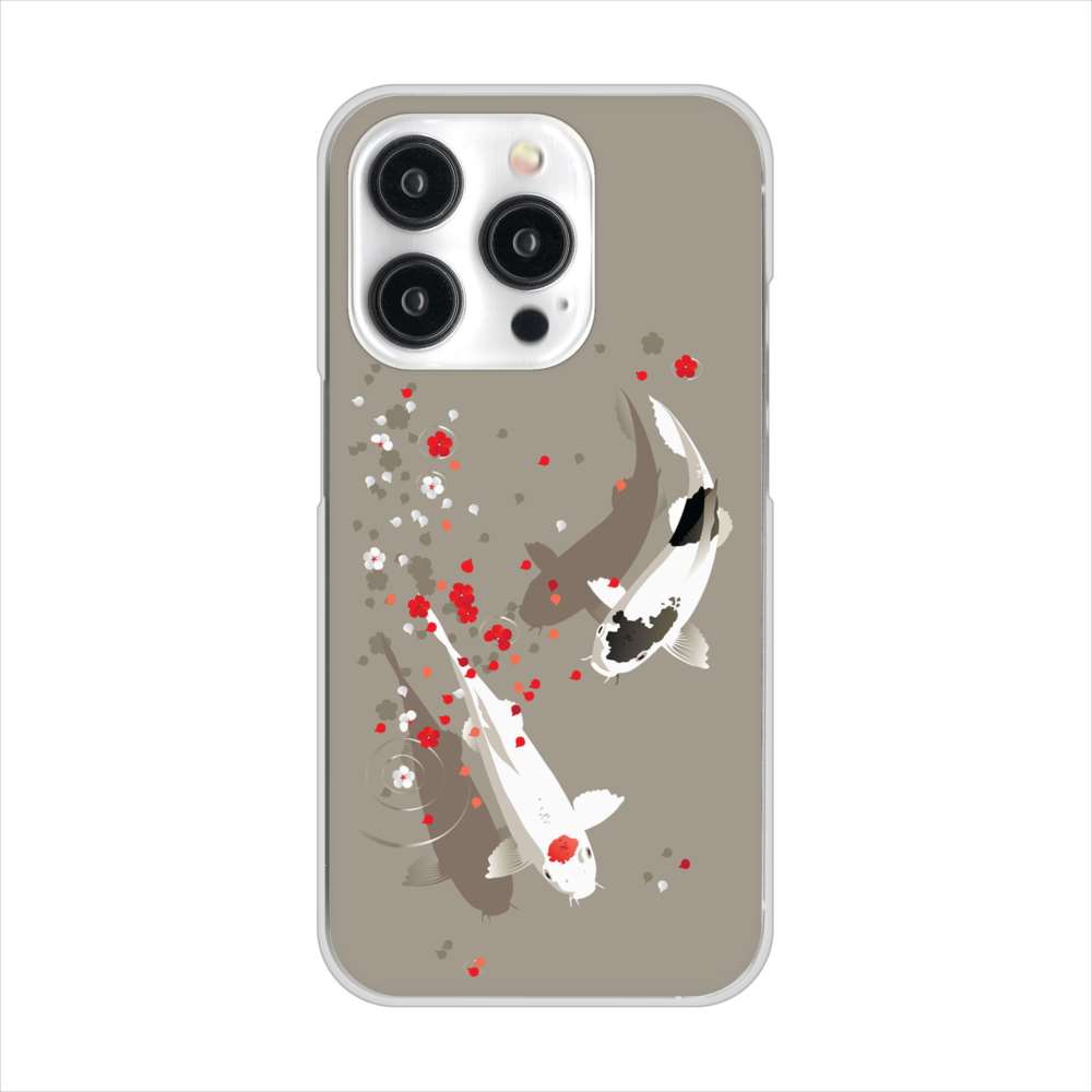 iPhone15 Pro 高画質仕上げ 背面印刷 ハードケース 【367 よりそう鯉】