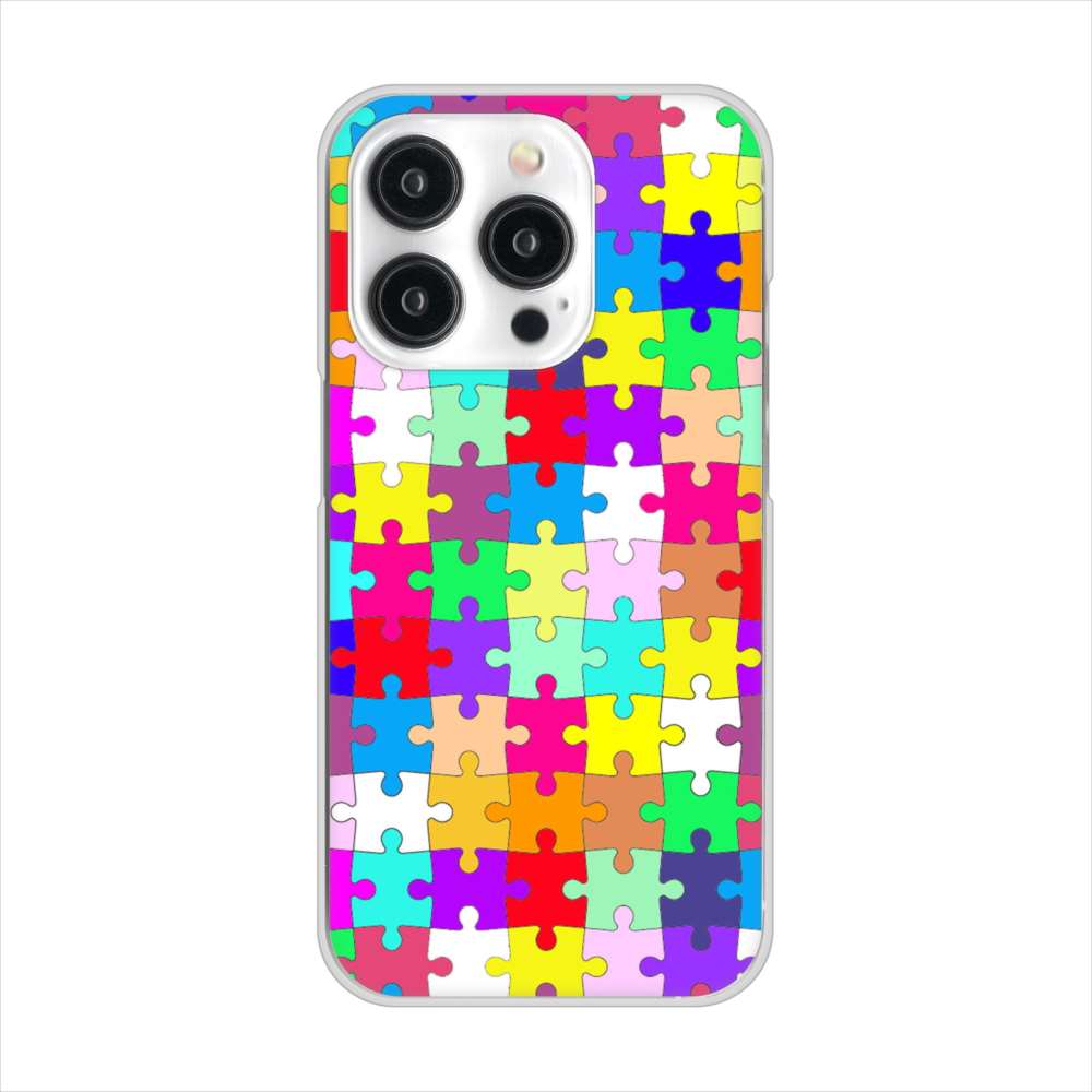 iPhone15 Pro 高画質仕上げ 背面印刷 ハードケース 【727 カラフルパズル】