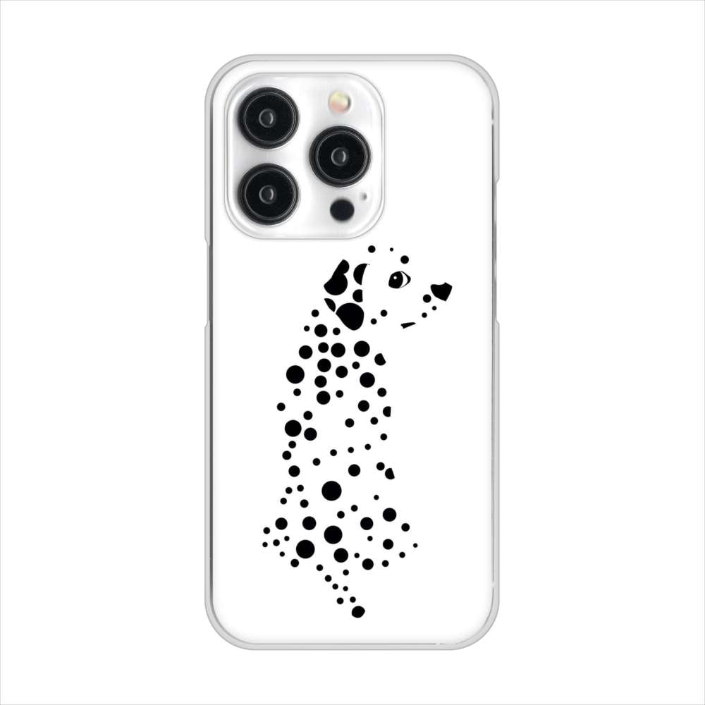 iPhone15 Pro 高画質仕上げ 背面印刷 ハードケース 【1038 振り向くダルメシアン(WH)】