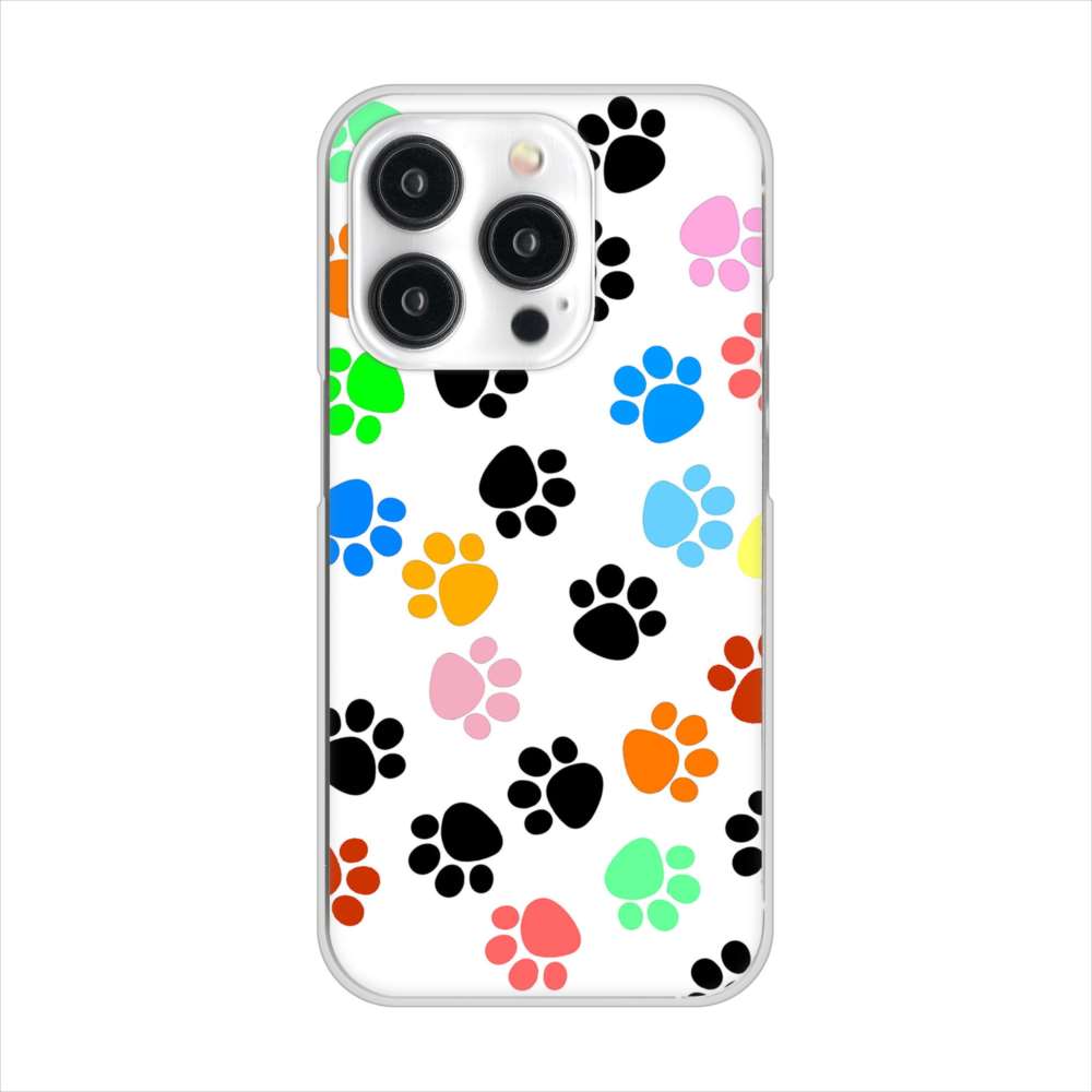 iPhone15 Pro 高画質仕上げ 背面印刷 ハードケース 【1108 あしあとカラフル】