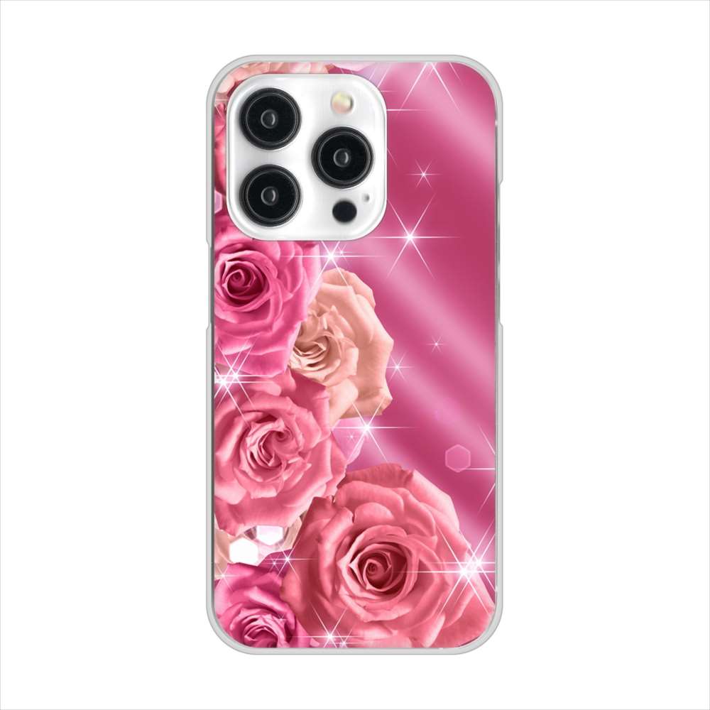 iPhone15 Pro 高画質仕上げ 背面印刷 ハードケース 【1182 ピンクの薔薇に誘われて】
