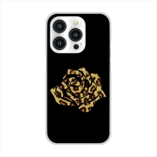 iPhone15 Pro 高画質仕上げ 背面印刷 ハードケース 【1184 ヒョウのバラ(茶)】