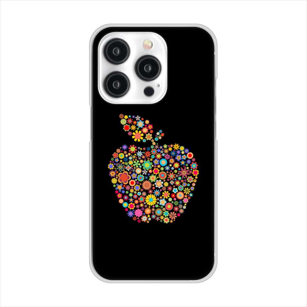 iPhone15 Pro 高画質仕上げ 背面印刷 ハードケース 【1195 カラフルアップル】