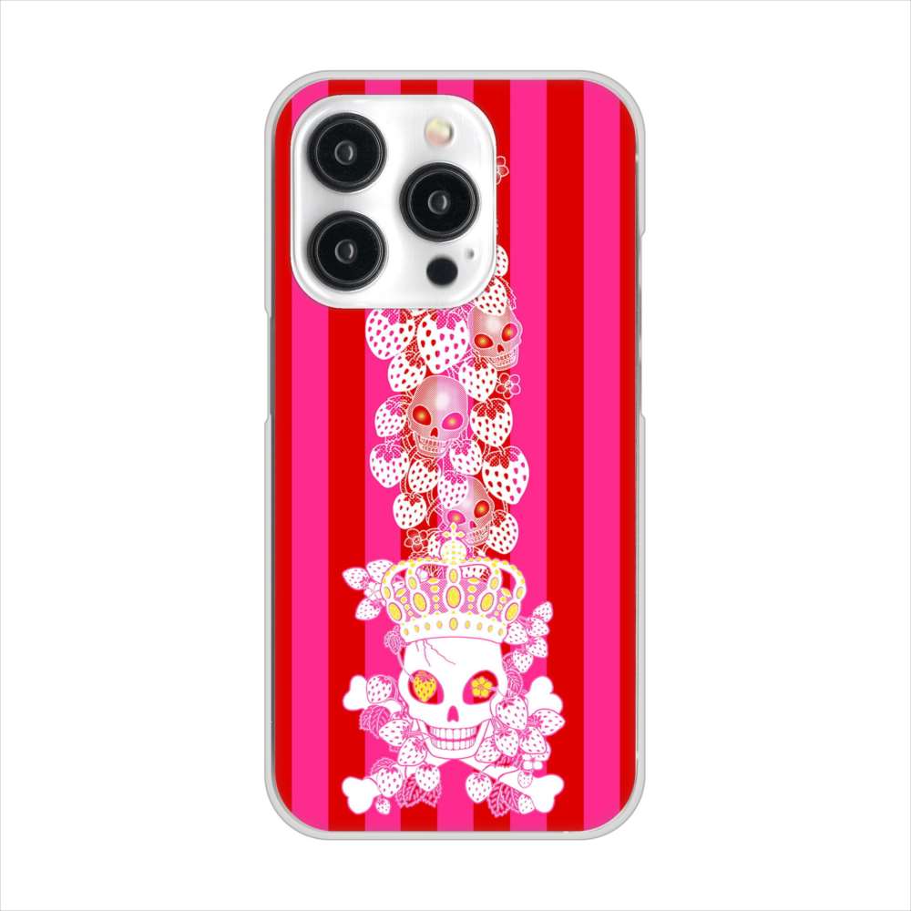 iPhone15 Pro 高画質仕上げ 背面印刷 ハードケースむかいあぐる 苺骸骨王冠蔦