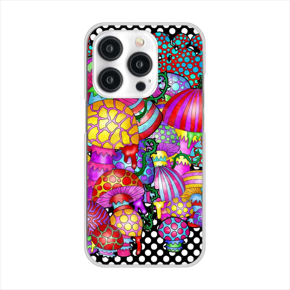 iPhone15 Pro 高画質仕上げ 背面印刷 ハードケースむかいあぐる きのこ