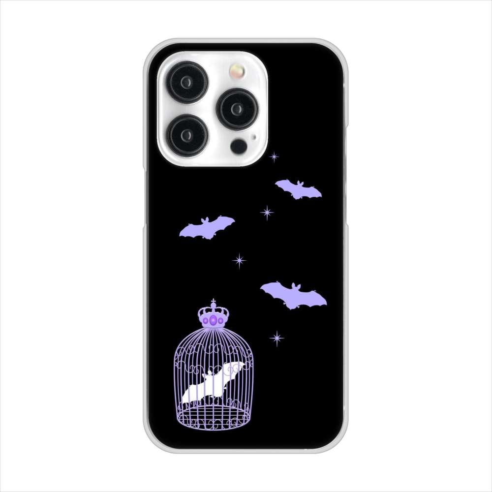 iPhone15 Pro 高画質仕上げ 背面印刷 ハードケースむかいあぐる こうもりの王冠鳥かご