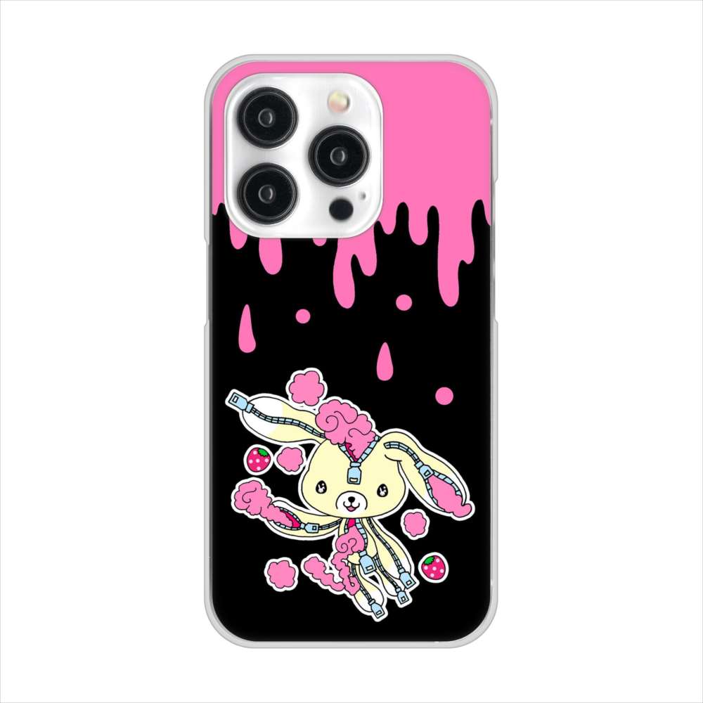 iPhone15 Pro 高画質仕上げ 背面印刷 ハードケースむかいあぐる ジッパーうさぎのジッピョン