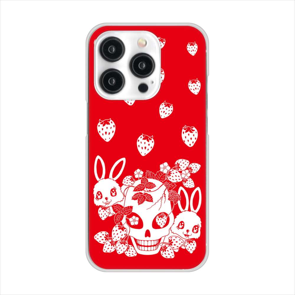 iPhone15 Pro 高画質仕上げ 背面印刷 ハードケースむかいあぐる 苺兎