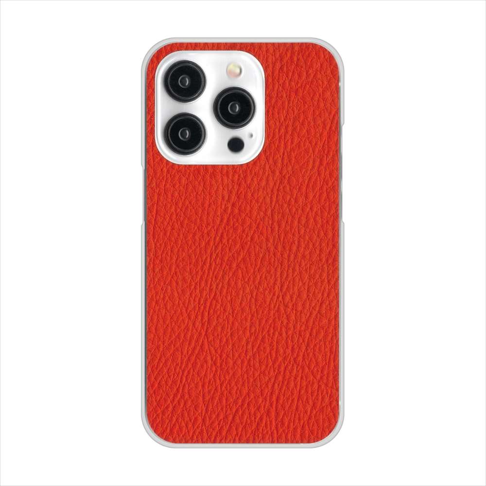 iPhone15 Pro 高画質仕上げ 背面印刷 ハードケース 【EK852 レザー風レッド】