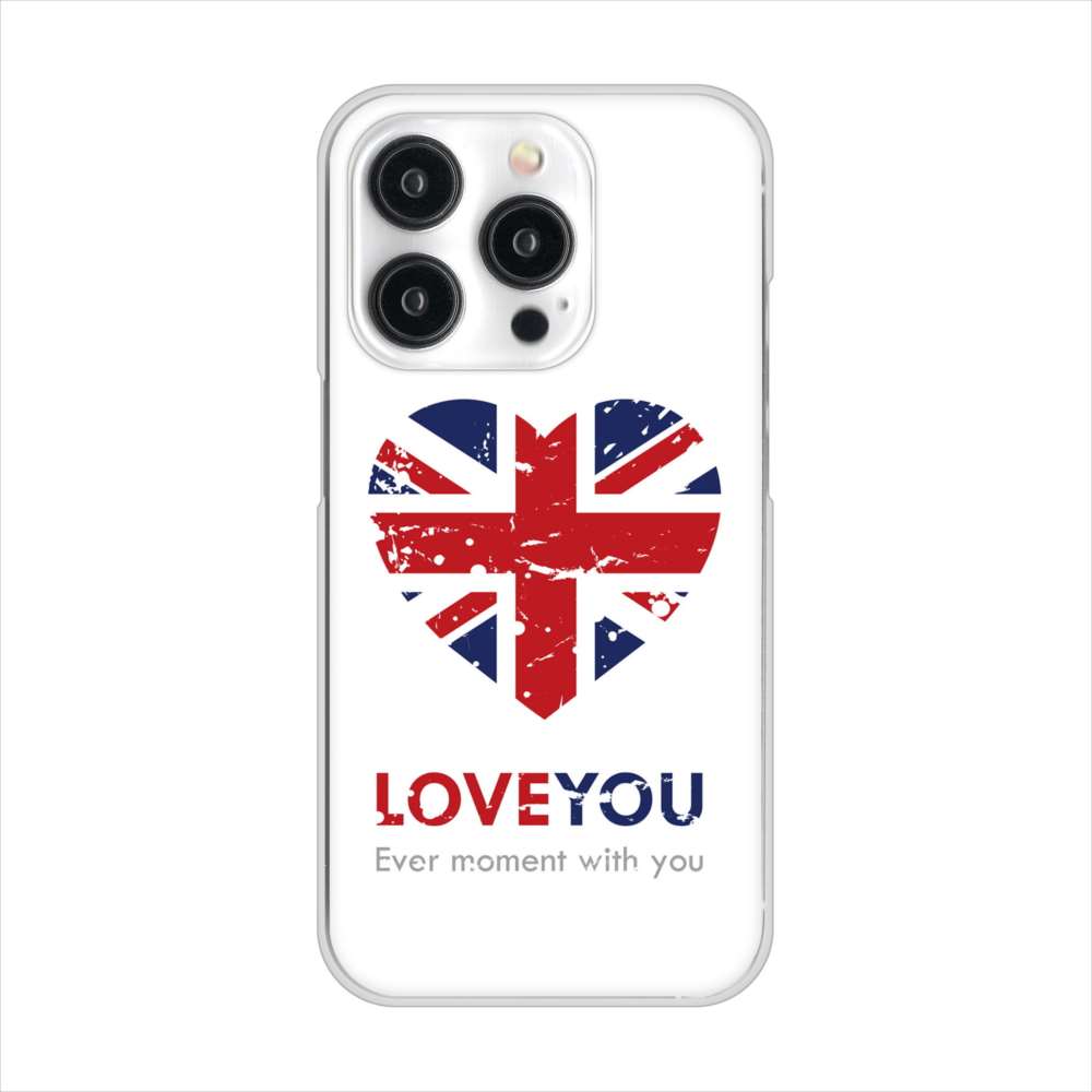 iPhone15 Pro 高画質仕上げ 背面印刷 ハードケースユニオンジャックハート
