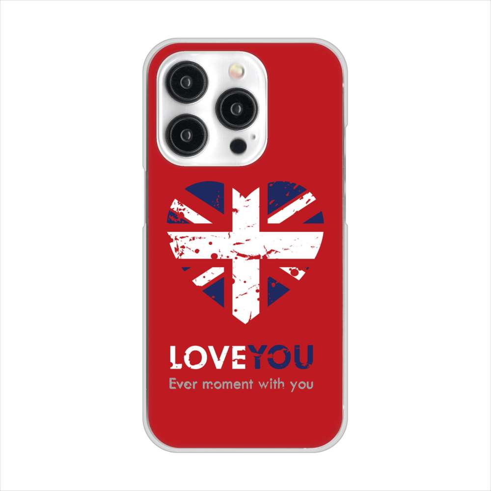 iPhone15 Pro 高画質仕上げ 背面印刷 ハードケースユニオンジャックハート