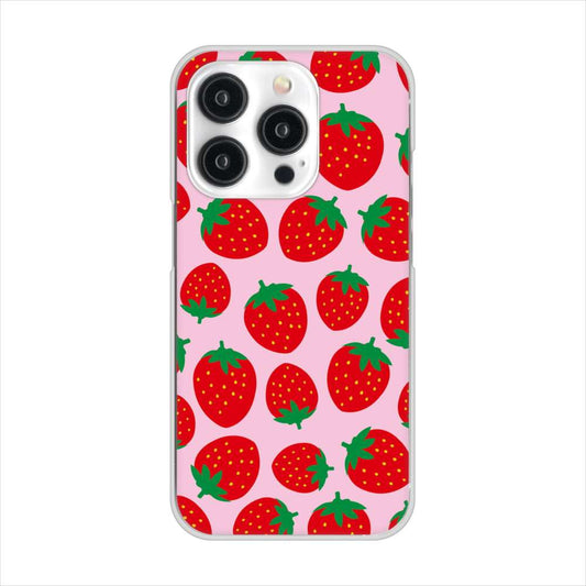 iPhone15 Pro 高画質仕上げ 背面印刷 ハードケース小さいイチゴ模様