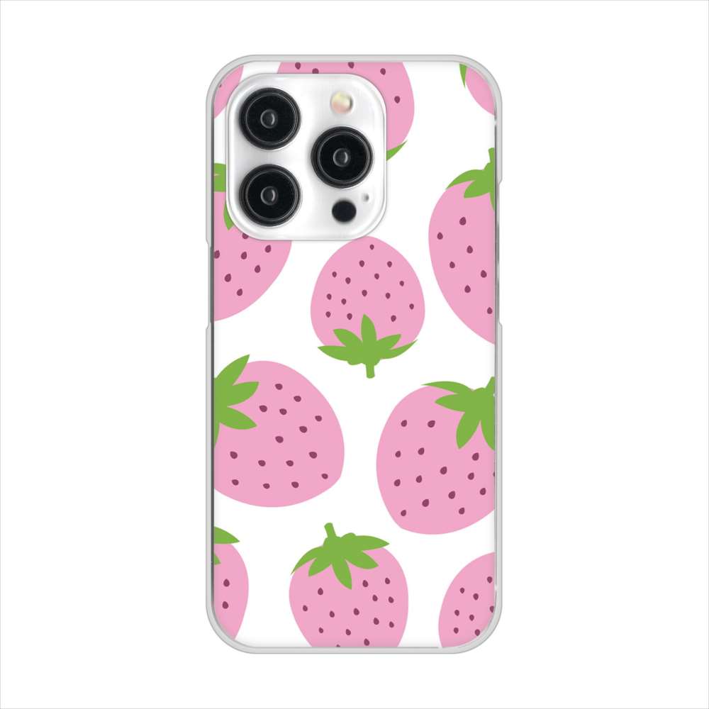 iPhone15 Pro 高画質仕上げ 背面印刷 ハードケース大きいイチゴ模様