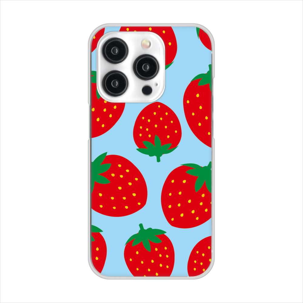iPhone15 Pro 高画質仕上げ 背面印刷 ハードケース大きいイチゴ模様