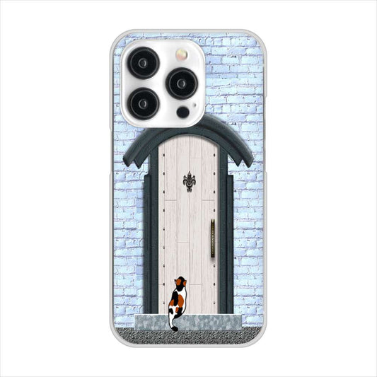 iPhone15 Pro 高画質仕上げ 背面印刷 ハードケース猫とドア
