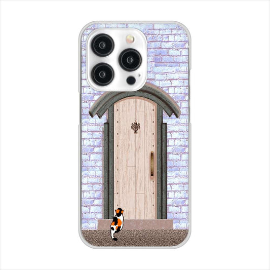 iPhone15 Pro 高画質仕上げ 背面印刷 ハードケース猫とドア