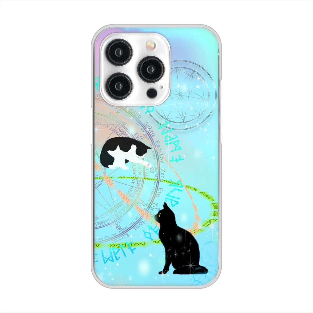 iPhone15 Pro 高画質仕上げ 背面印刷 ハードケース魔法陣猫