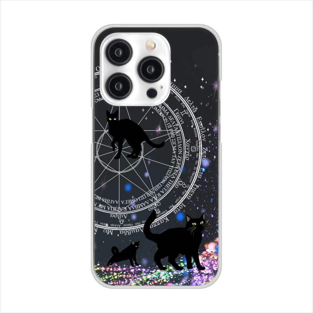 iPhone15 Pro 高画質仕上げ 背面印刷 ハードケース魔法陣猫