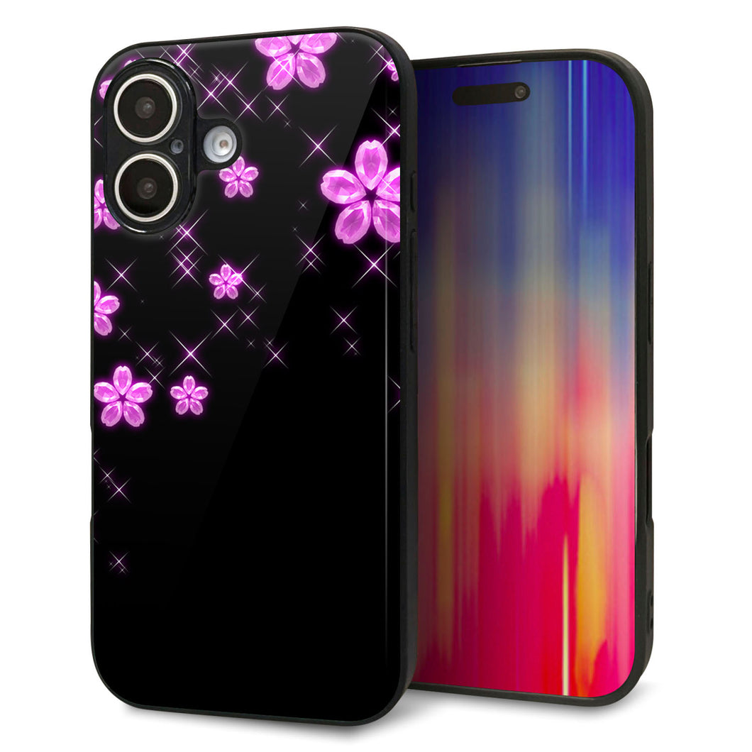 iPhone16 強化ガラス&TPUスマホケース ガラプリ【019 桜クリスタル】