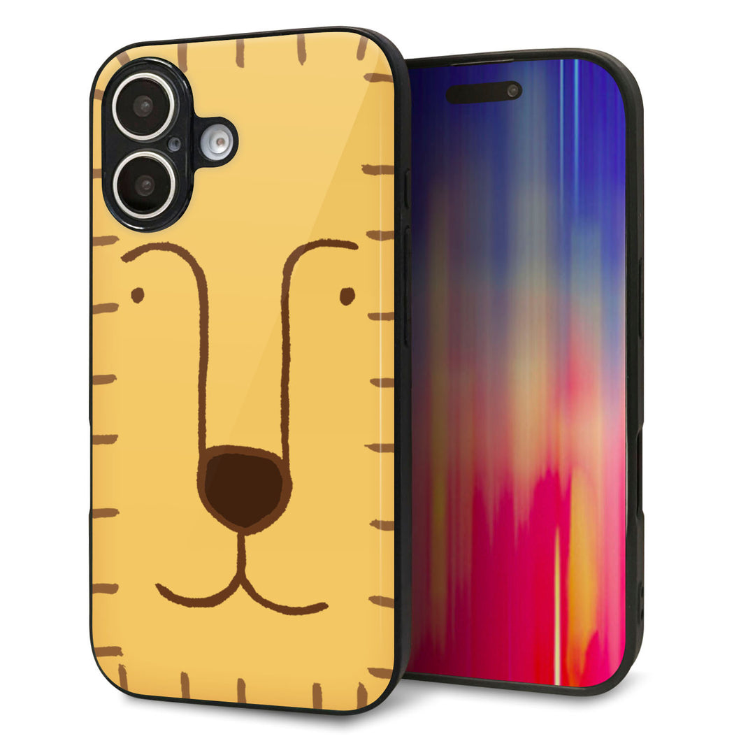 iPhone16 強化ガラス&TPUスマホケース ガラプリ【356 らいおん】