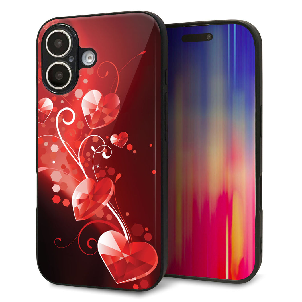 iPhone16 強化ガラス&TPUスマホケース ガラプリ【385 クリスタルな恋】