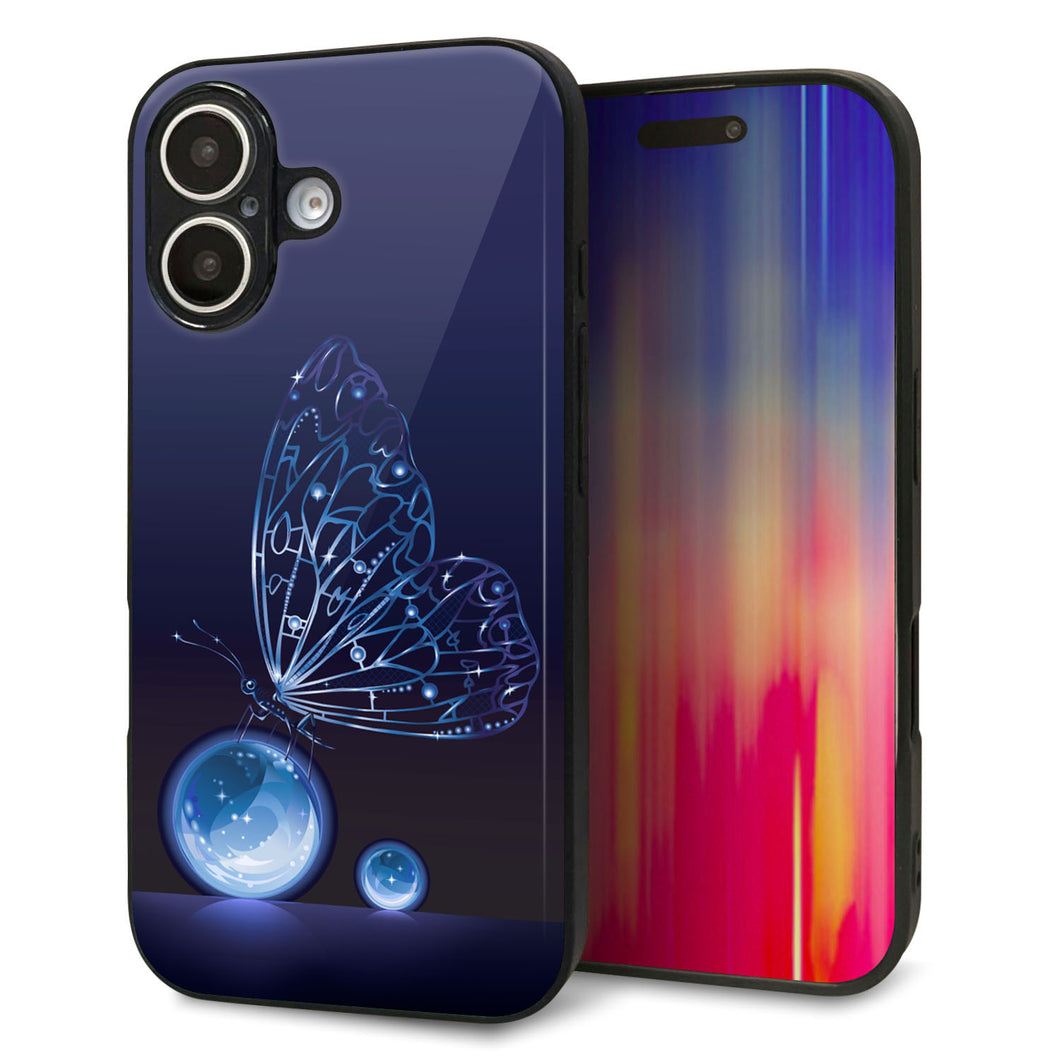 iPhone16 強化ガラス&TPUスマホケース ガラプリ【418 神秘の蝶】