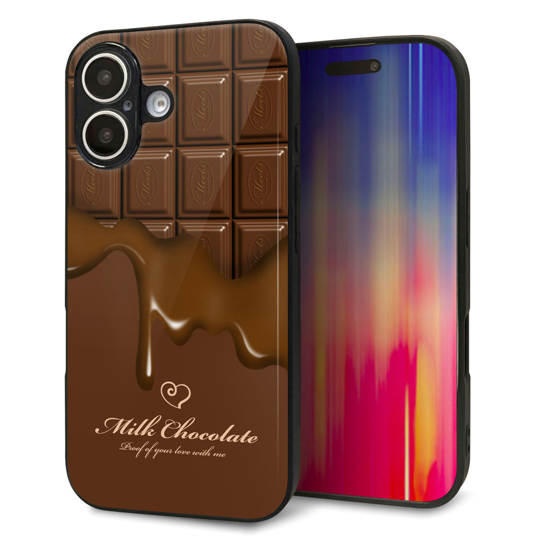iPhone16 強化ガラス&TPUスマホケース ガラプリ【536 板チョコ-ハート】
