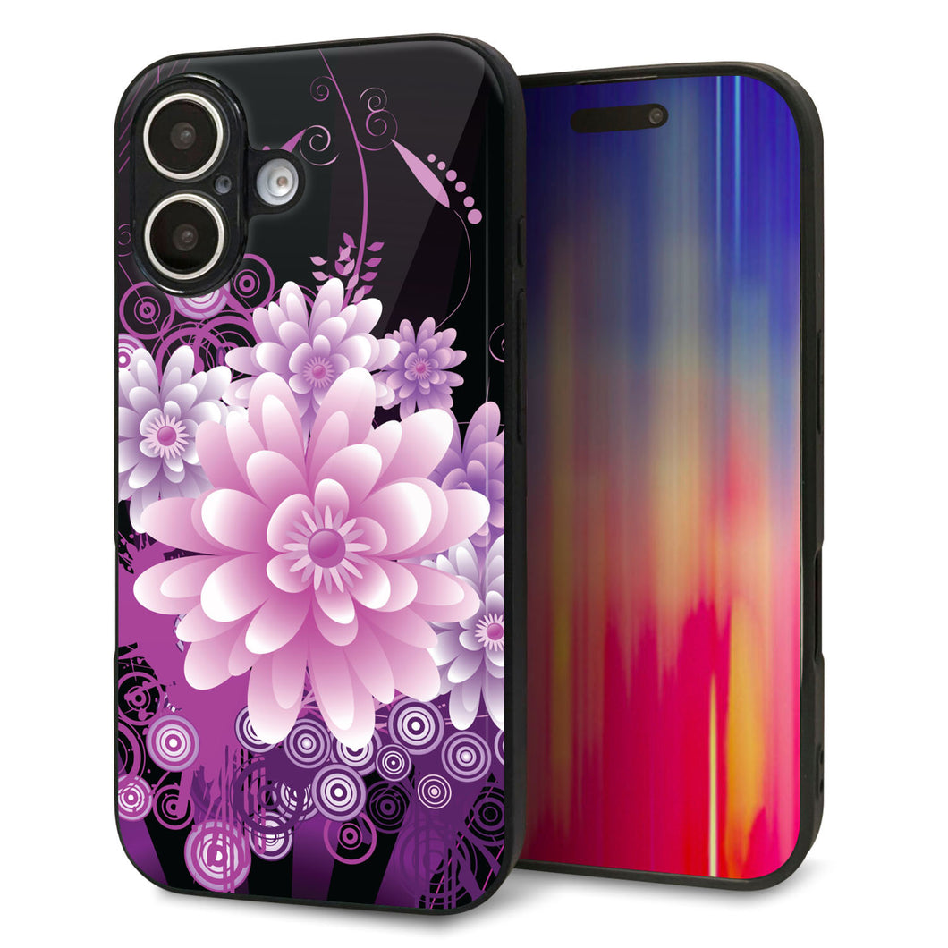 iPhone16 強化ガラス&TPUスマホケース ガラプリ【564 3Dフラワー】