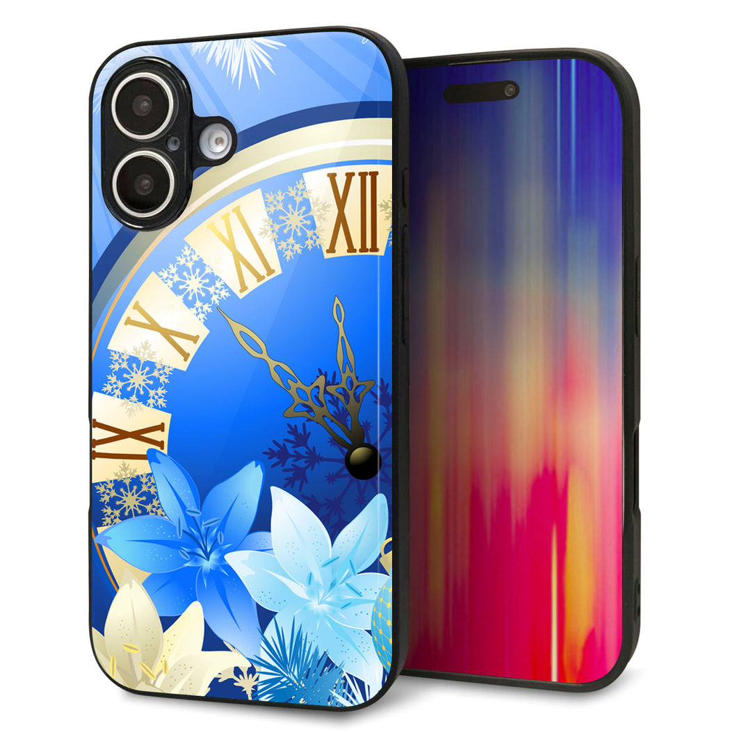 iPhone16 強化ガラス&TPUスマホケース ガラプリ【601 静寂なる青い時】