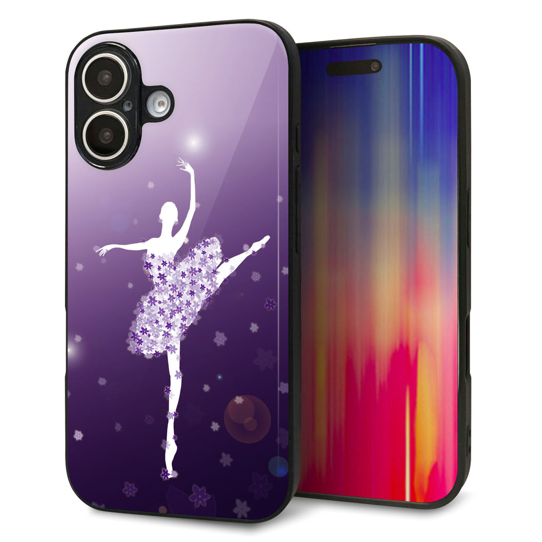 iPhone16 強化ガラス&TPUスマホケース ガラプリ【1256 バレリーナ】
