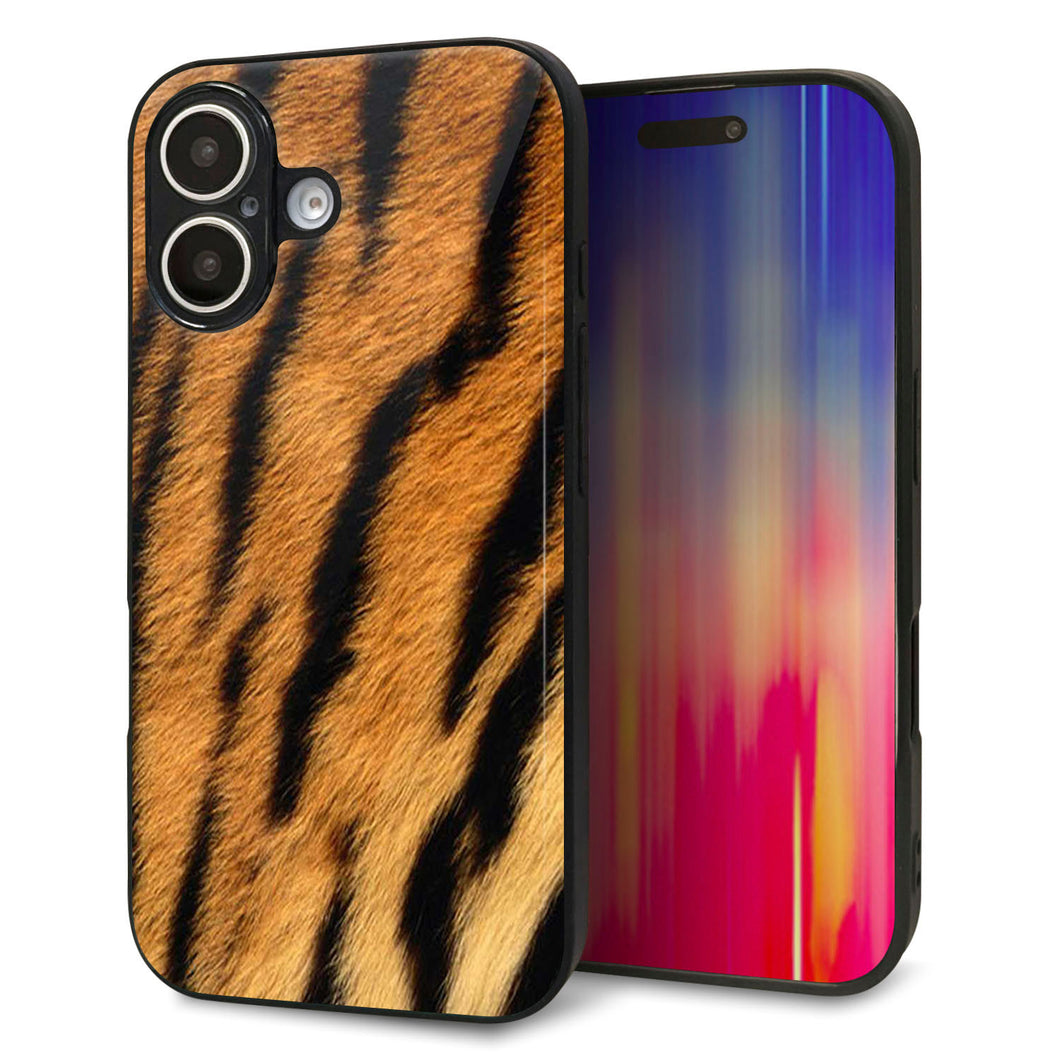 iPhone16 強化ガラス&TPUスマホケース ガラプリ【EK847 虎柄】